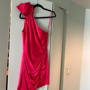 Alice and Olivia pink one shoulder silk pink mini dress size 0